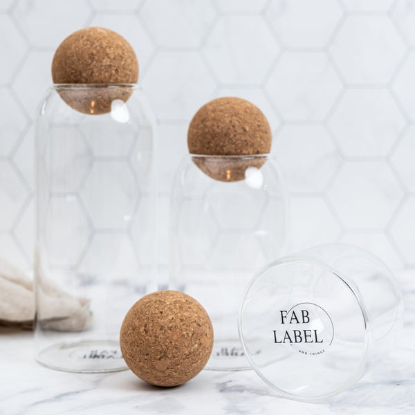 THE FORT MIX Cork ball Glass Jar Set of 3