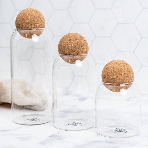 THE FORT MIX Cork ball Glass Jar Set of 3