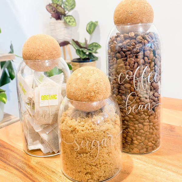 Wooden cork ball glass jars